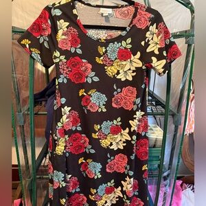Floral Black Dress with Red and Yellow Accents- LuLaRoe